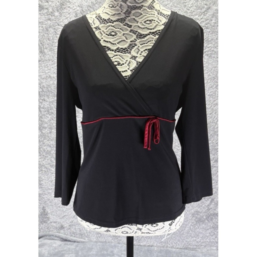 VTG IN San Francisco Women's Small Black V-Neck Babydoll Top Y2K 90s Whimsigoth